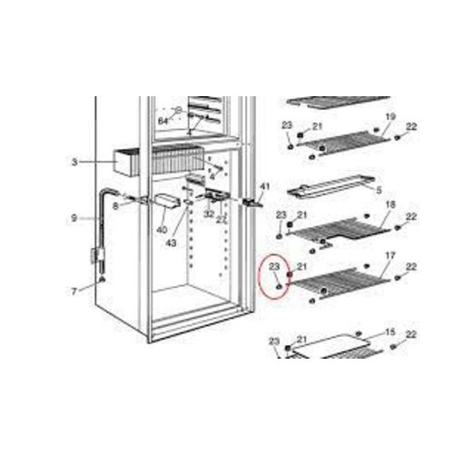 Dometic parts diagram showing shelf support 2932668011 location