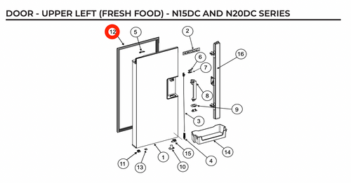 Norcold Fresh Food Door Gasket 641330 (Fits N20DC)