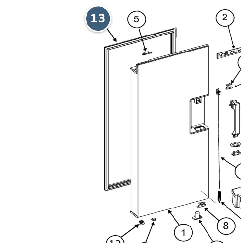 Norcold Fresh Food Door Gasket 641330 (Fits N20DC)