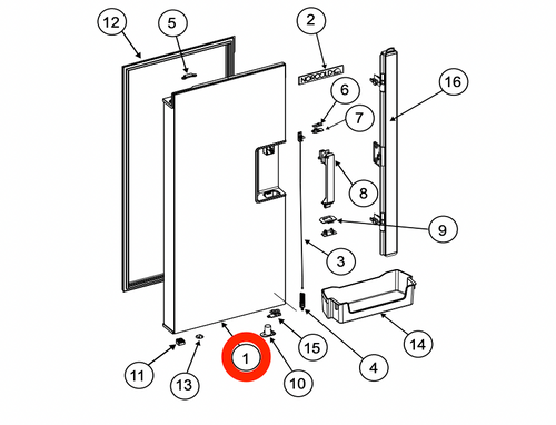 Norcold Refrigerator Door (Upper Left) 641327 (Fits N20DC Series)