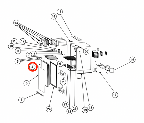 Norcold Refrigerator Door 640660 (fits the DC105 )