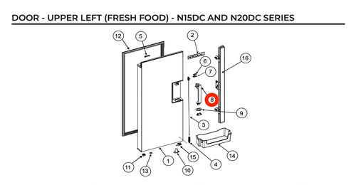 Norcold Handle Assembly With Screws  (Fits N15DC/N20DC)