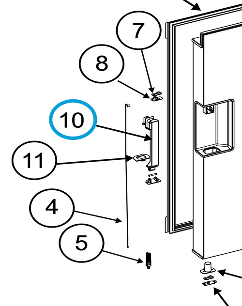 Norcold Handle Assembly With Screws  (Fits N15DC/N20DC)