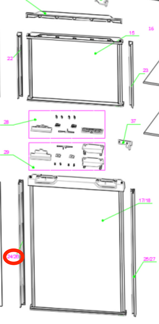 Furrion Refrigerator Door Left Side Cover C-FCR08DCDTA-017