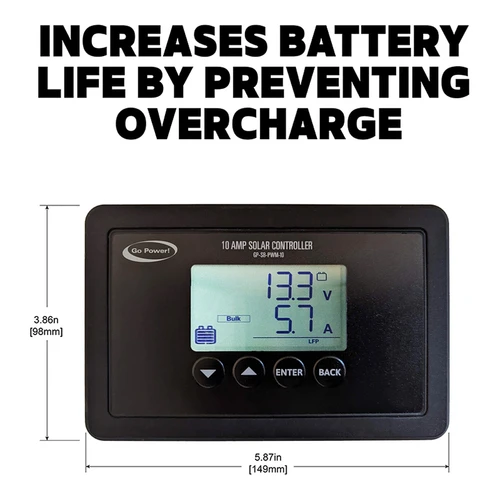 Go Power 10A PWM Solar Charge Controller GP-SB-PWM-10