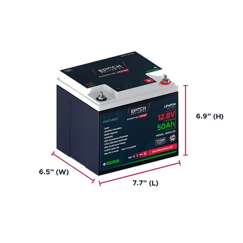 Epoch Essential 50Ah 12V LiFePO4 Battery with Bluetooth & Self-Heating 1250A-ES view 2