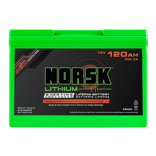 Norsk Lithium 120Ah 12V LiFePO4 Self-Heating Battery Group 31 B12120GHS