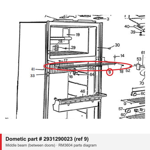 Dometic Refrigerator Middle Beam Trim 2931290023 (RM3604)