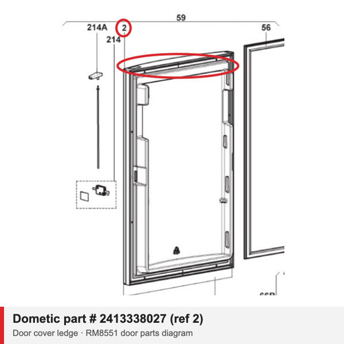 Dometic Refrigerator Door Cover Ledge, Black/Grey 2413338027 (RM8501)