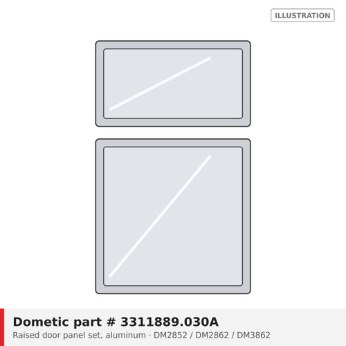 Dometic Refrigerator Door Panel Set, Aluminum Raised 3311889.030A (DM2852, DM2862, DM3862, NDM1062)
