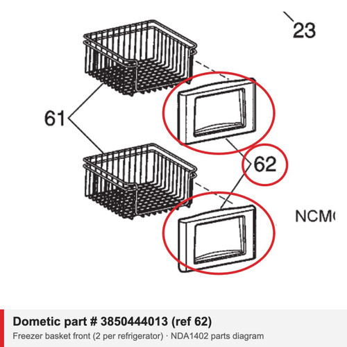 Dometic Refrigerator Freezer Front Wire Basket 3850444013 (NDA1402, NEA1402)