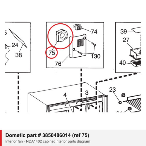 Dometic Refrigerator Interior Fan 3850486014 (NDA1402, NEA1402)