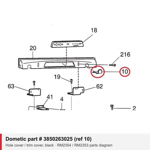 Dometic Refrigerator Trim Hole Cover, Black 3850263025 (RM2353)