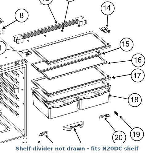 Norcold 641096 location on the N15DC/N20DC exploded parts diagram