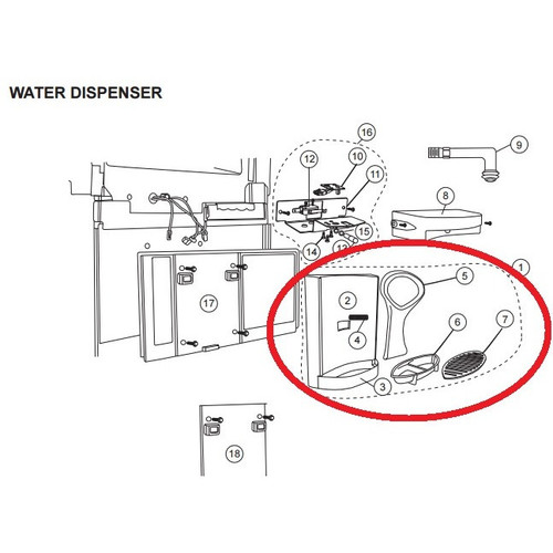 Norcold Water Dispenser Backsplash Assembly 625854 (fits the 1200 models)