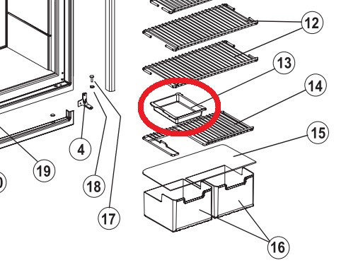 Norcold Cut-Out Shelf Tray 617756 (fits many models) white