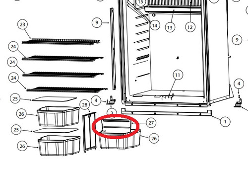 Norcold Door Bin Divider 628694 (fits the 1210) clear