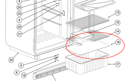Norcold Crisper Glass Shelf 621691 (fits the DE0061 models)