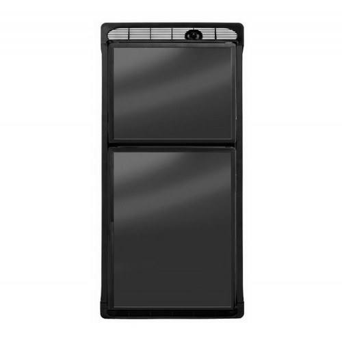 Norcold DE0061 does NOT coming with door panels. Pictured here is the black acrylic door panel sold separate.