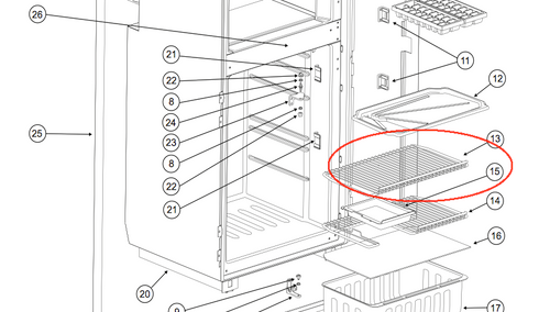 Norcold Refrigerator Wire Shelf 632453 (fits the DE0061) newer styles