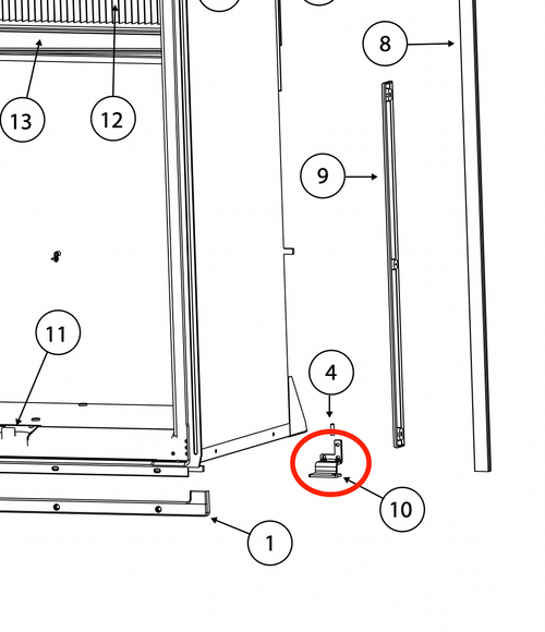 Norcold Lower/ Upper Hinge 618796 (fits 1200 panel doors) top left hand/ bottom right hand