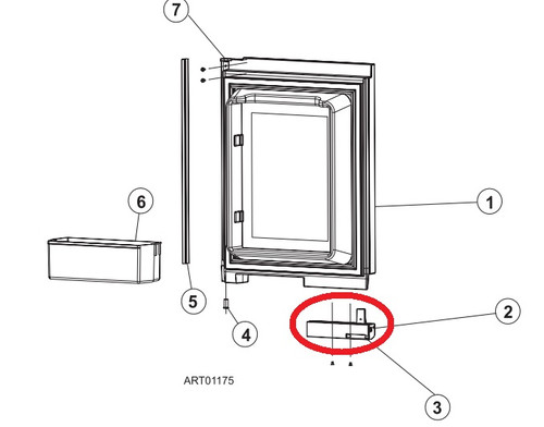 Norcold Door Handle 619574 (upper right/ lower left for 1200)