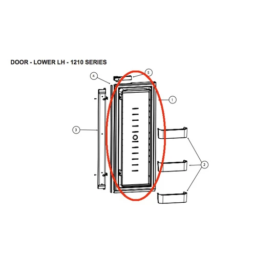 Norcold Lower left Hand Door  634071 (fits the 1200 model) - panel type door