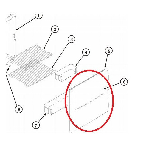 Norcold N260 Refrigerator Door (complete door)