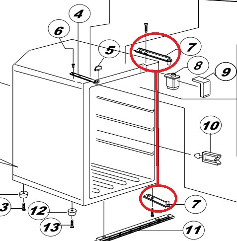 Norcold Door Hinge Assembly 160932610 (fits the DE/ DC0051)