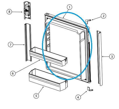 Norcold Refrigerator Door 621669 (fits the DE0041)
