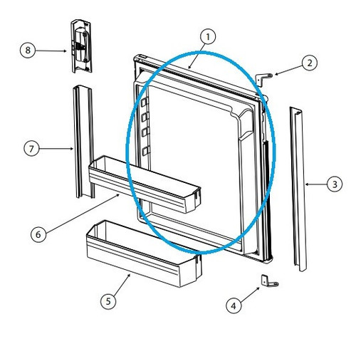 Norcold Refrigerator Door 621669 (fits the DE0041)