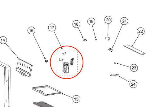 Refrigerator Thermostat Control Assembly; Replacement For Norcold NR740/ NR751 Series Refrigerator; With Housing/ Switch/ Bracket