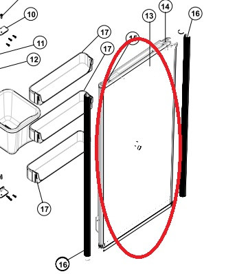 Norcold Refrigerator Door 638813 (fits the N510/ N500)