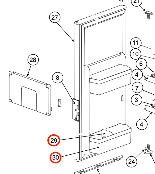 Norcold Door Bin and Retainer 691593 (fits the N1090)
