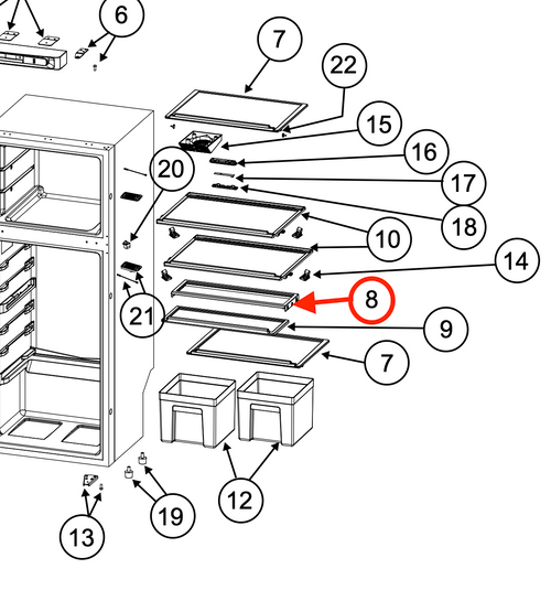 Norcold Rear Slide Out Shelf 640174 (fits the N10DC models)