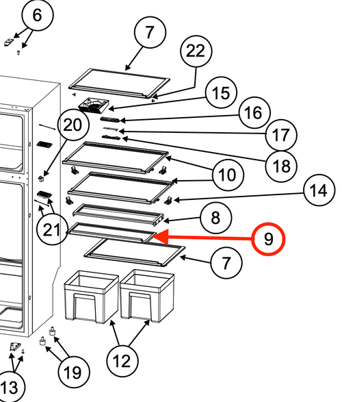 Norcold Front Slide Out Wire Shelf 640475 (fits the N8DC)