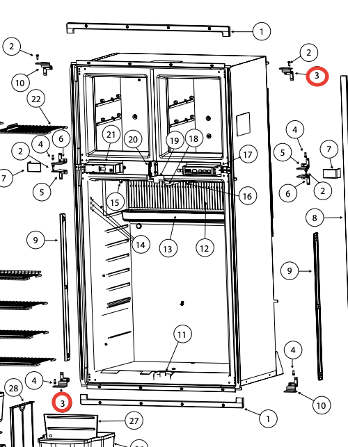 Norcold Door Hinge 628946 (fits the 1210)
