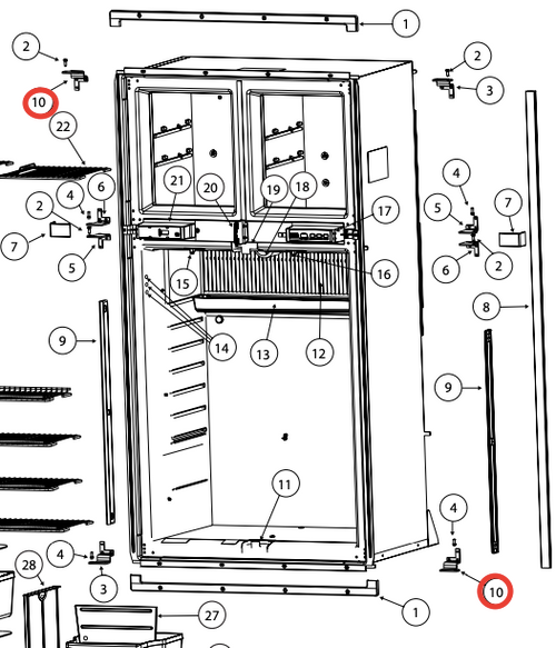 Norcold Door Hinge 628945 (fits the 1210)