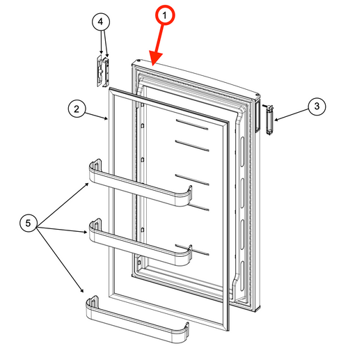 Norcold Lower Refrigerator Door 640158 (fits N10DCSS) w/ gaskets
