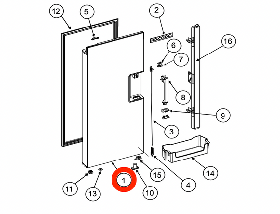 Norcold Freezer Door 641322 (Fits N15DC series)