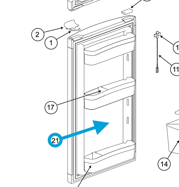 Norcold Refrigerator Door 690153107R (fits the N3150, N4150)