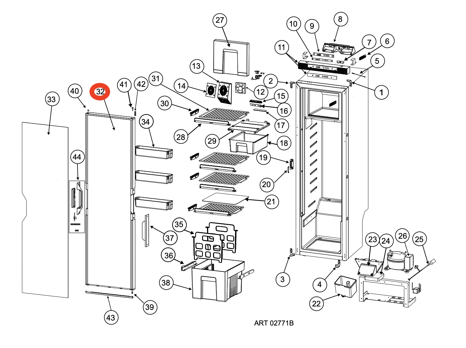 Norcold Door & Deco Panel 692817 (Fits N2152 series) - RV Fridge Guys