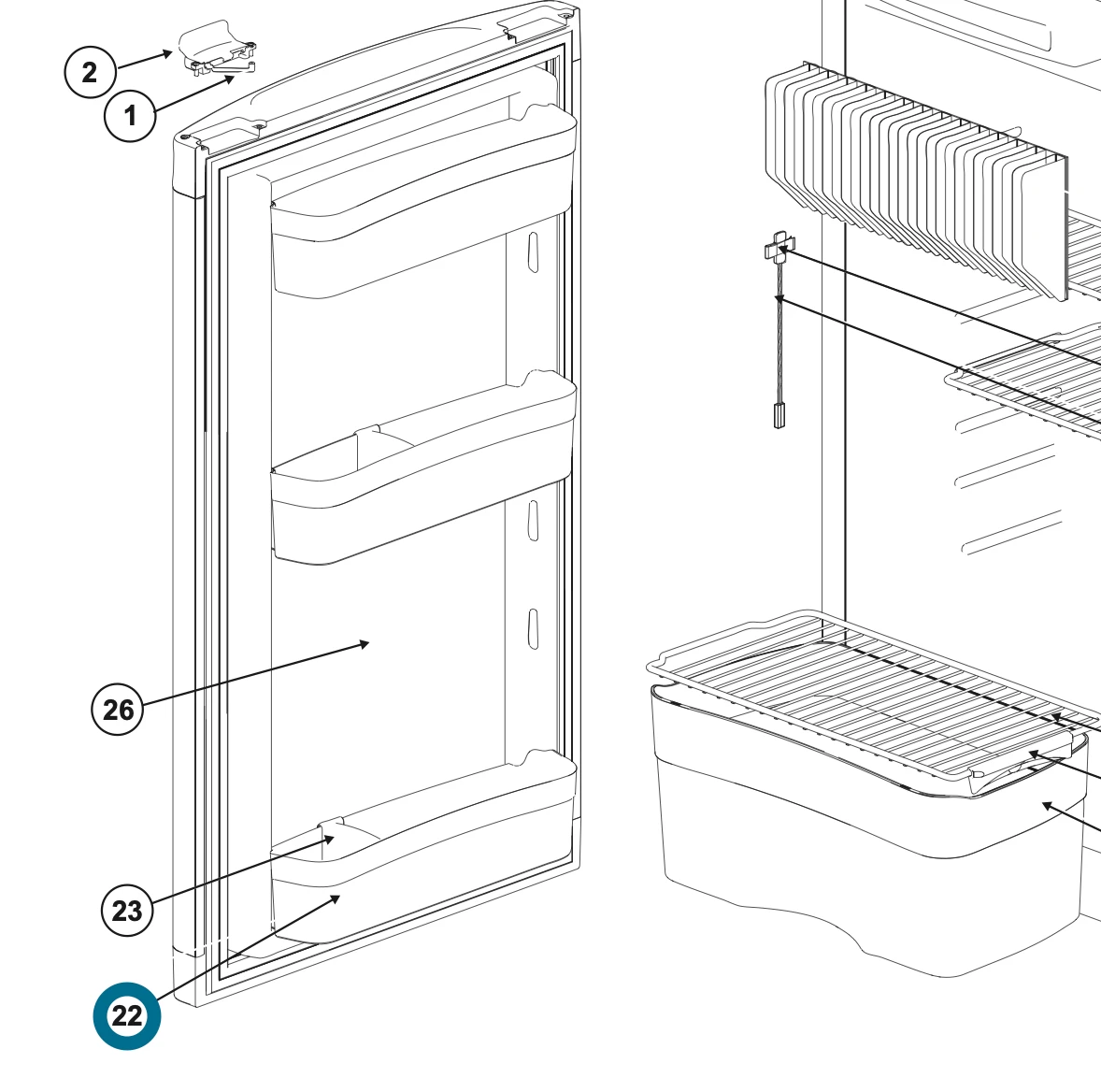 Norcold 62697612 Lower Door Bin