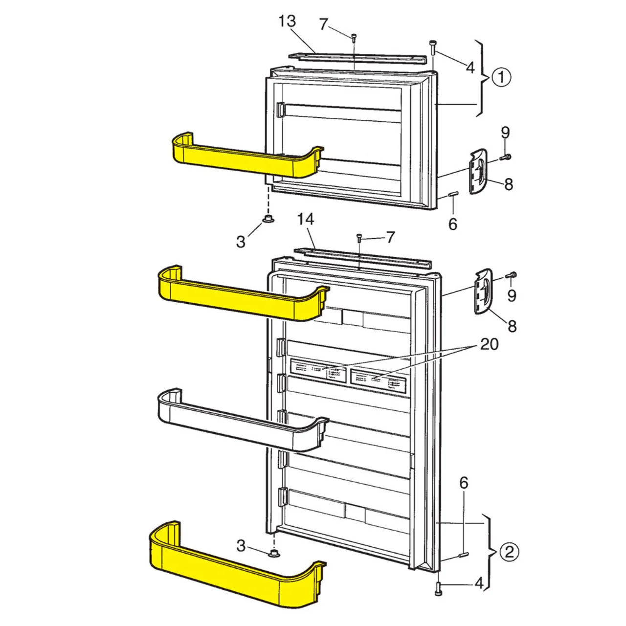 Dometic Door Bin Set 29325760655 - clear (fits many newer models