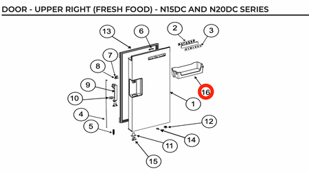Norcold Door Bin 640968 (Fits N15) - RV Fridge Guys