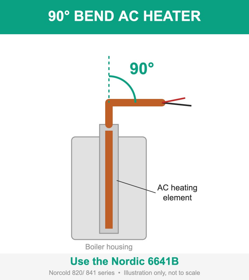 90 degree bend Norcold AC heater uses the Nordic 6641B