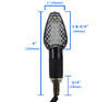 Mini, black, led motorcycle turn signal specifications and measurements.