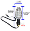 Dimensions and specifications of black led motorcycle turn signals.