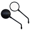 Rear view photo of black round motorcycle mirrors.