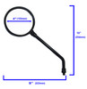 Shown below are the mirror lens dimensions and motorcycle mirror specifications.